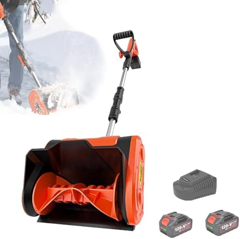 Cordless Snow Shovel, Electric Lithium Battery Hand-Push Snow Blower, Rotatable Handle, 26cm Clearing Width, 16cm Clearing Depth, 8m Throwing Distance, 1200w, Folding for Garden, Road Snow R