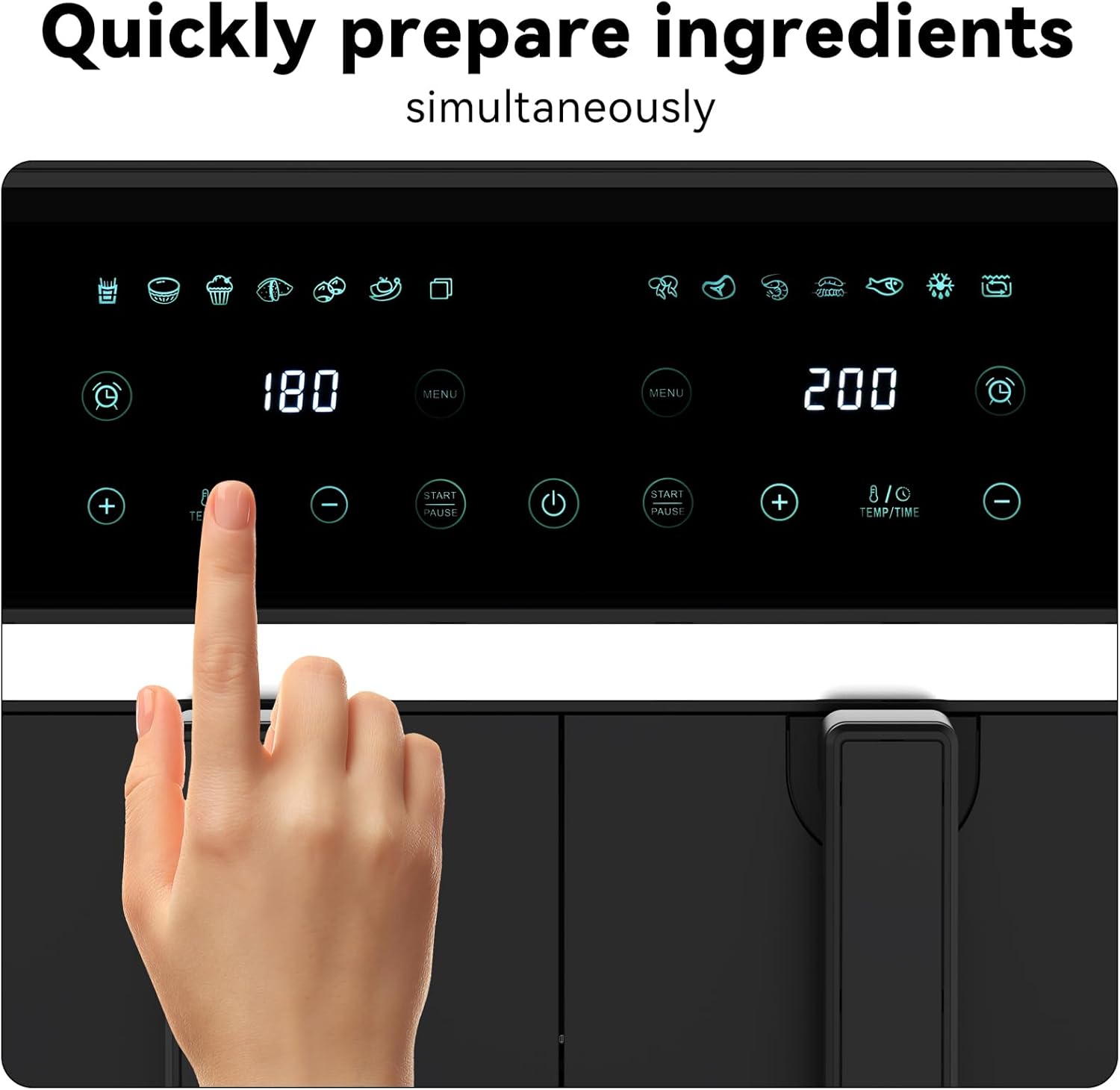 8 Quart Dual Basket Air Fryer - Digital Touchscreen, Smart Sync Finish,Auto Shutoff, 2 Independent 4QT Nonstick Dishwasher-Safe Frying Baskets - Digital Double Air Fryer