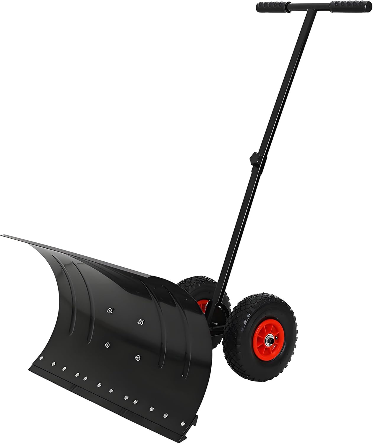 30in Wheeled Snow Shovel, Heavy-Duty Snow Pusher with Adjustable Handle and Non-Slip Double Wheels, Outdoor Rolling Lightweight Snow Removal Tool for driveways, Sidewalks, and patios
