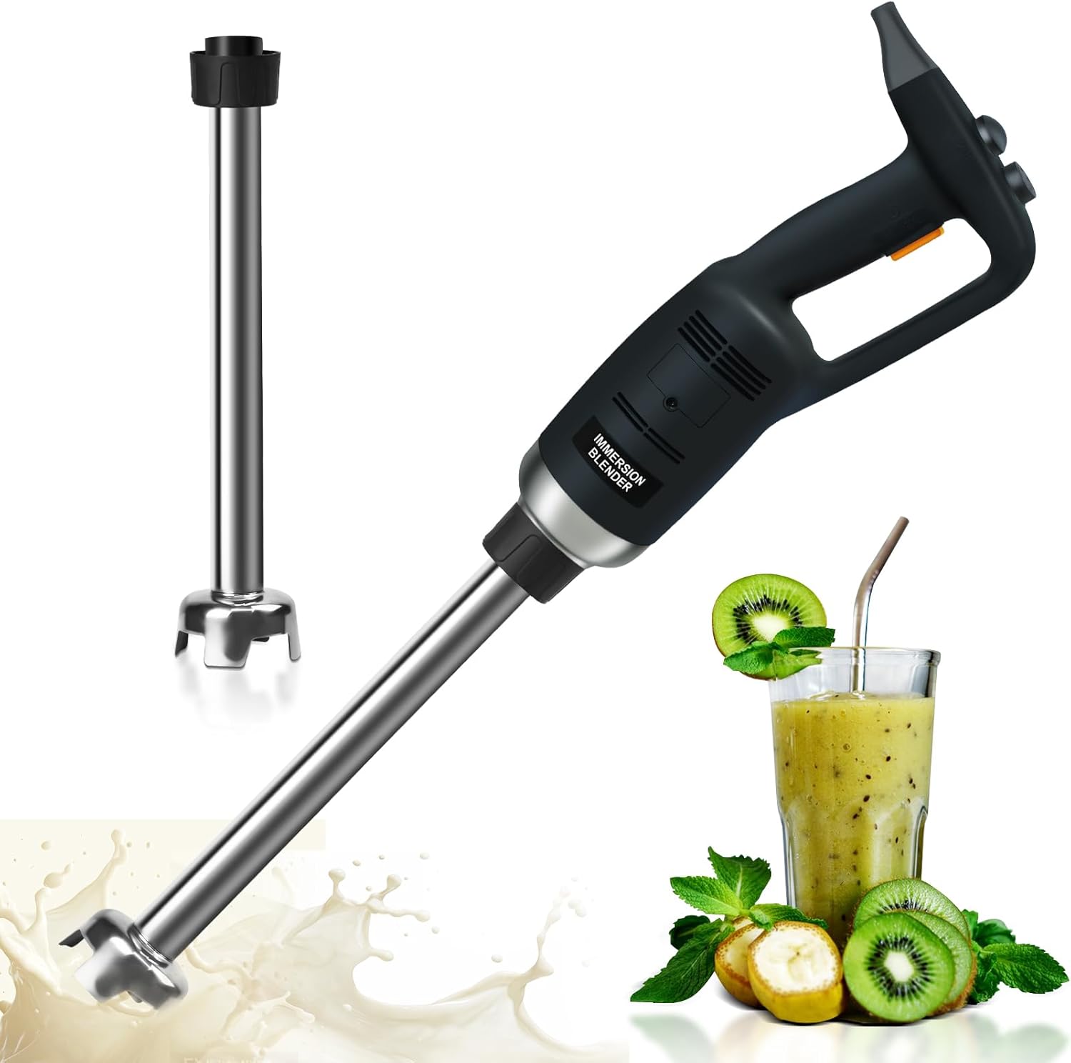 Electric Immersion Blender Handheld Blender 14 Inch 500W With Adjustable Speed Stainless Steel Food Grade shaft for Commercial Home Kitchen