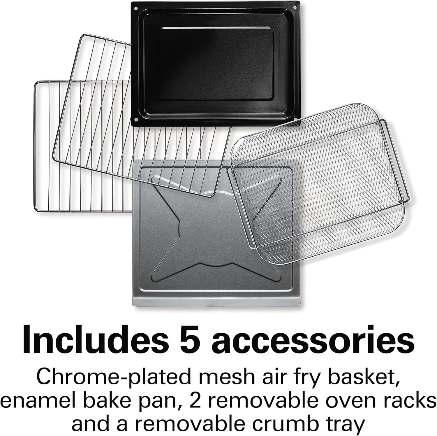 Hamilton Beach Countertop Digital Air Fryer Oven with Sure-Crisp, 6-in-1 Functionality, 150-450⁰F Temp Range, 1800W, XL Capacity for 2 12” Pizzas, Two 9” x 13” Pans and 4 Rack Positions, Grey (31390)