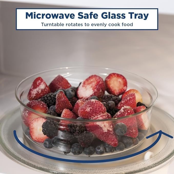 GE Compact Countertop Microwave Oven, 1.1 Cubic Ft., 950w Capacity, 6 Auto Cook Settings, Child-Lock Technology, Dorm Room, Apartment, Stainless Steel