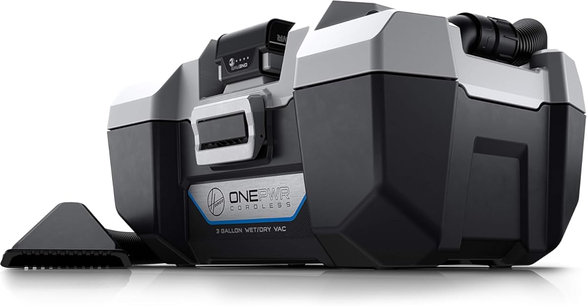 Hoover Utility ONEPWR 3 Gallon Wet Dry Cordless Vacuum Cleaner, Portable, Heavy Duty Vacuum for Garage, Home, Workshop or Vehicle, Compact Design with Nozzle and Crevice Tool, Wet/Dry Shop Vac