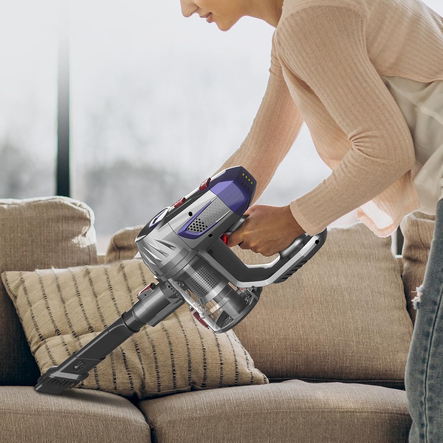 cdar Cordless Vacuum Cleaner,Stick Vac with -Resistant Design, Up to 40 Minutes, 10Kpa Super Suction 150W High-Speed Motor Cordless Stick Vacuum, Electric Brooms for Home Hardwood Floor Carpet Pet US