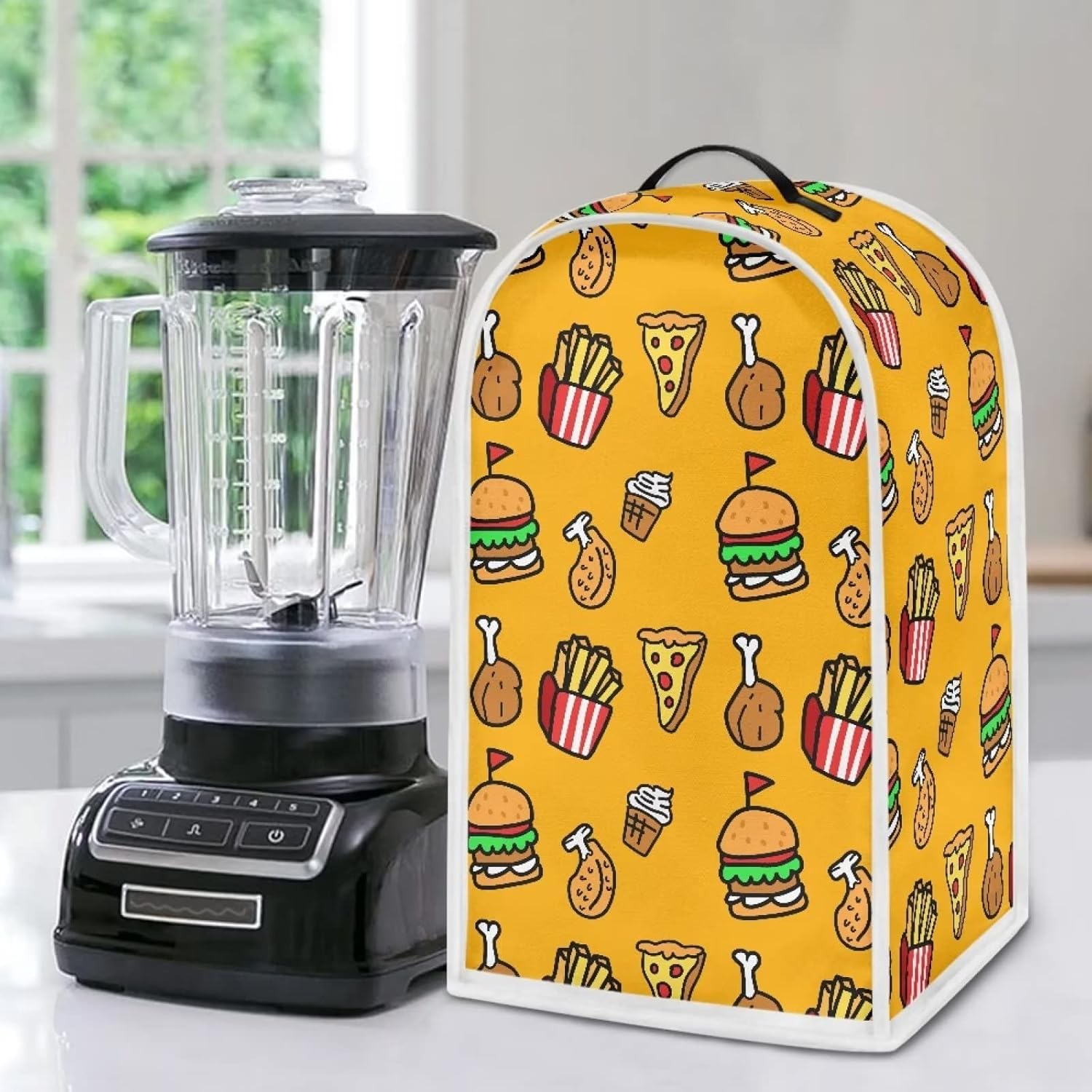 TODIYADDU Cartoon Junk Foods Machine Washable Blender Cover Easy to Clean Cover Stand Mixer Cover Keep Your Food Safe Cover Keep your Kitchen Tidy