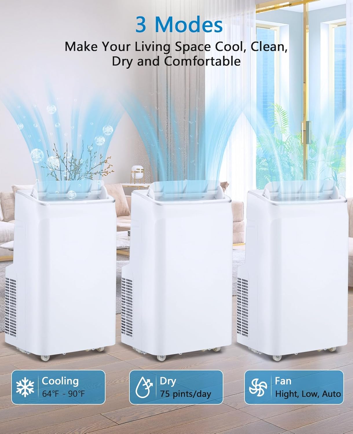 JHS12 12000 btu Sliding windowfloor Indoor Vertical Small Camping Tent Stand up Portable conditioners ac Unit air Cooler for Room, White