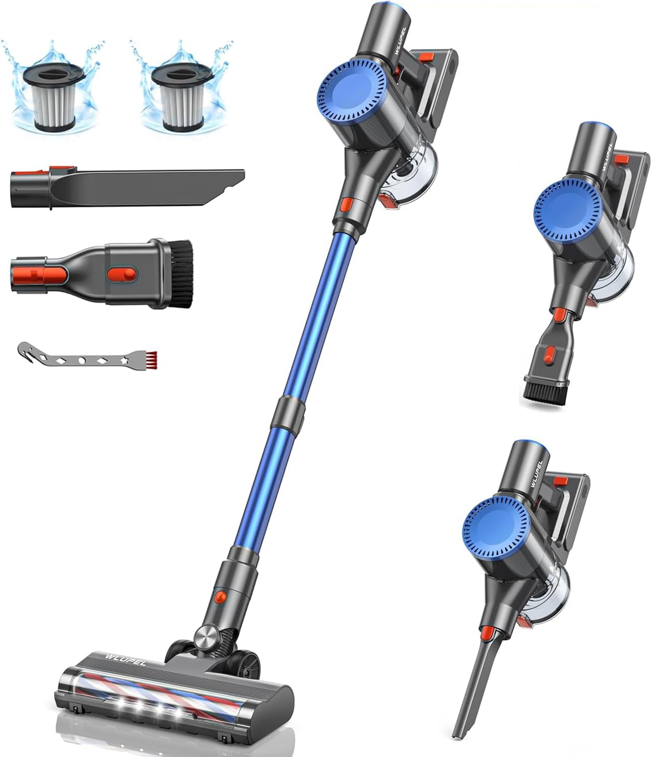 Cordless Vacuum Cleaner, 30Kpa/400W/45 Mins Small Stick Vacuum Cleaner, Rechargeable, 80000RMP Lightweight Handheld Vacuum for Home with LED Display Screen, for Hardwoods/Floors/Carpets/Pet Hair, 5lb