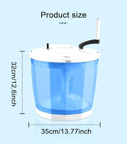 Portable Hand Cranked Clothes Spin Dryer - Non-Electric Mini Washing Machine & Dehydrator for Dorms, Apartments, RVs - Compact & Efficient (Grey)