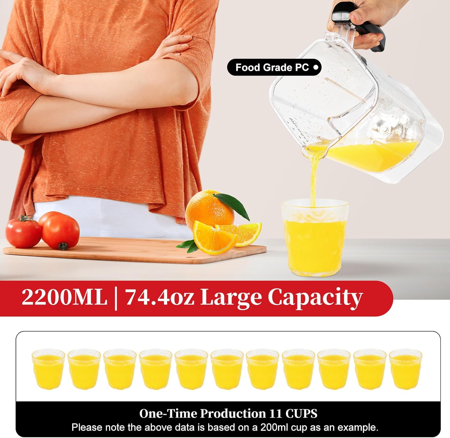 Professional Blender,2200W Smoothie Food Processing Blender Machine,Self-Cleaning 80-oz Container,8 Gears Speed Adjustable,for Frozen Drinks, Smoothies, Sauces,Shakes,Commercial Use