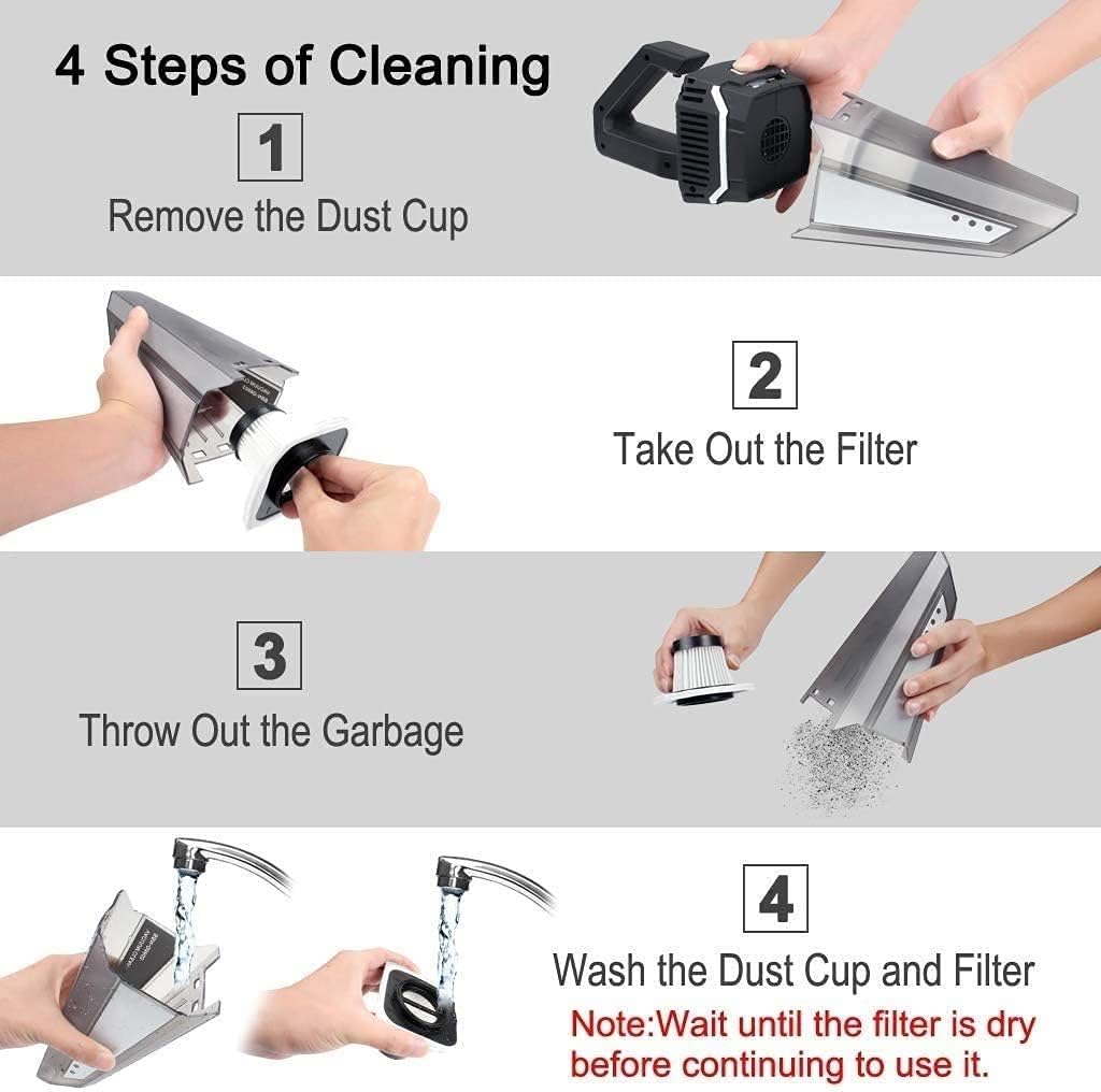 Handheld Vacuum Cordless, Portable Handheld Vacuum Cleaner Rechargeable, Powerful Suction, Wet Dry Vacuum for Pet Hair, Home and Car Cleaning