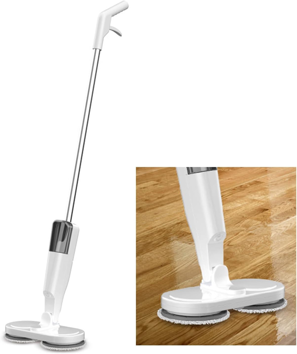 Electric Mop for Floor Cleaning,Floor Daily Light Cleaning,Rechargeable Lightweight Cordless Electric Mop with Water Sprayer for Hardwood Tile Marble Floors(White)