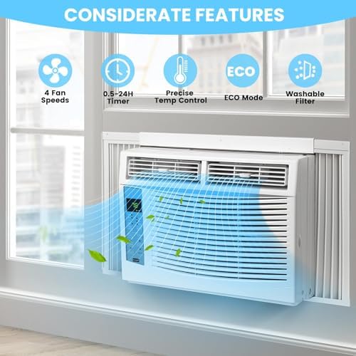 6000 BTU Window Air Conditioner with Wi-Fi, Smart Air Conditioner Window Unit - Remote & App Control & Timer Function & Easy Install Kit, Cools Up to 250 Sq. Ft, Window AC Unit Cool/Dehumidify/Fan