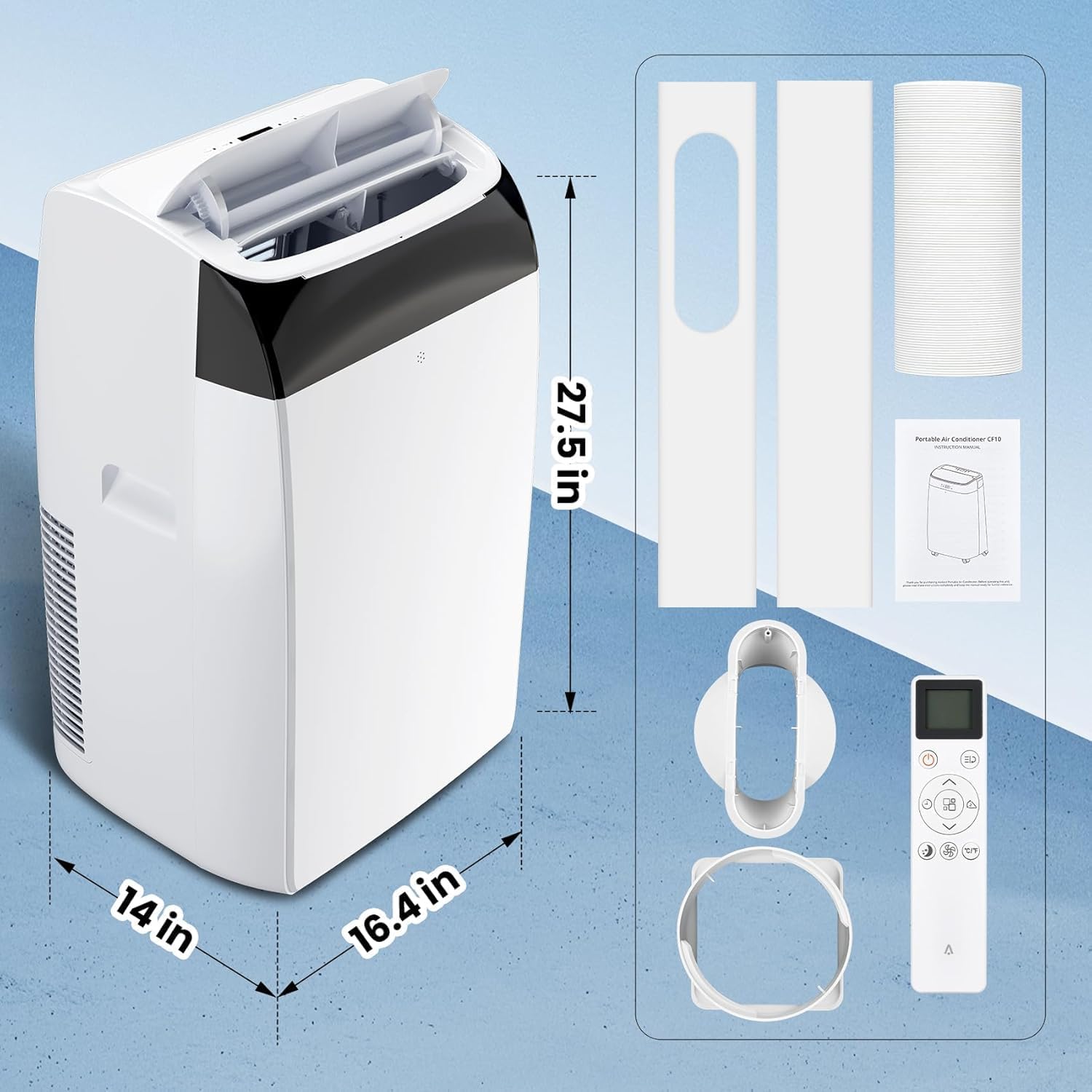 12000 BTU Portable Air Conditioner, Portable AC Unit with Cooling, Dehumidifier and Fan Functions, Cools Up to 550 Sq. Ft., Remote Control, LED Display Included