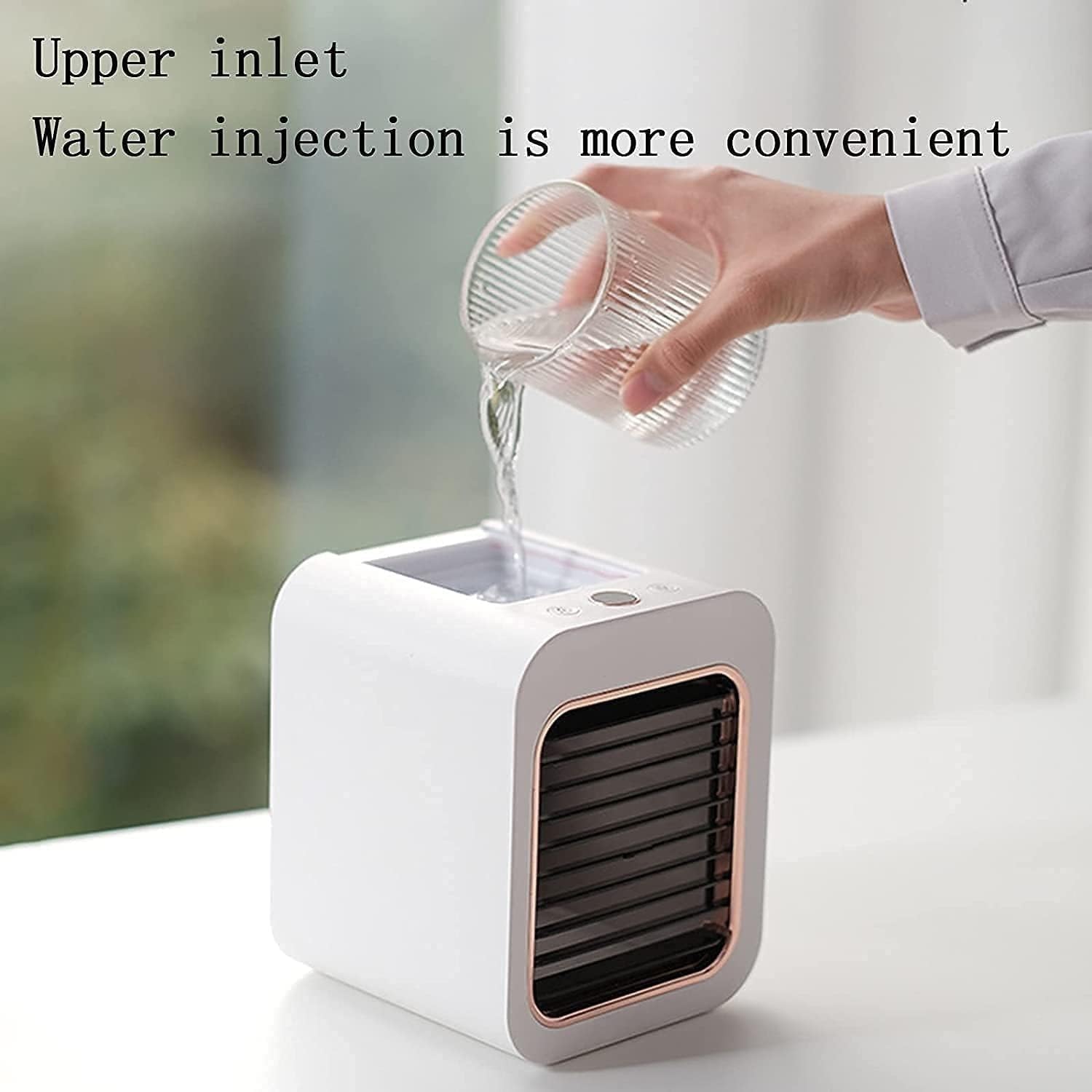 Mini Air Cooler - Portable Cooler Fan, Portable Desktop Cooling Fan, Personal Table Air Conditioner Fan for Bedroom Office Home Room (Color : White)