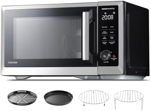 TOSHIBA Countertop Microwave Oven Air Fryer Combo, Inverter, Convection, Broil, Speedy Combi, Even Defrost, Humidity Sensor, Mute Function, 27 Auto Menus, 1.0 cu.ft, 1000W, Stainless Steel
