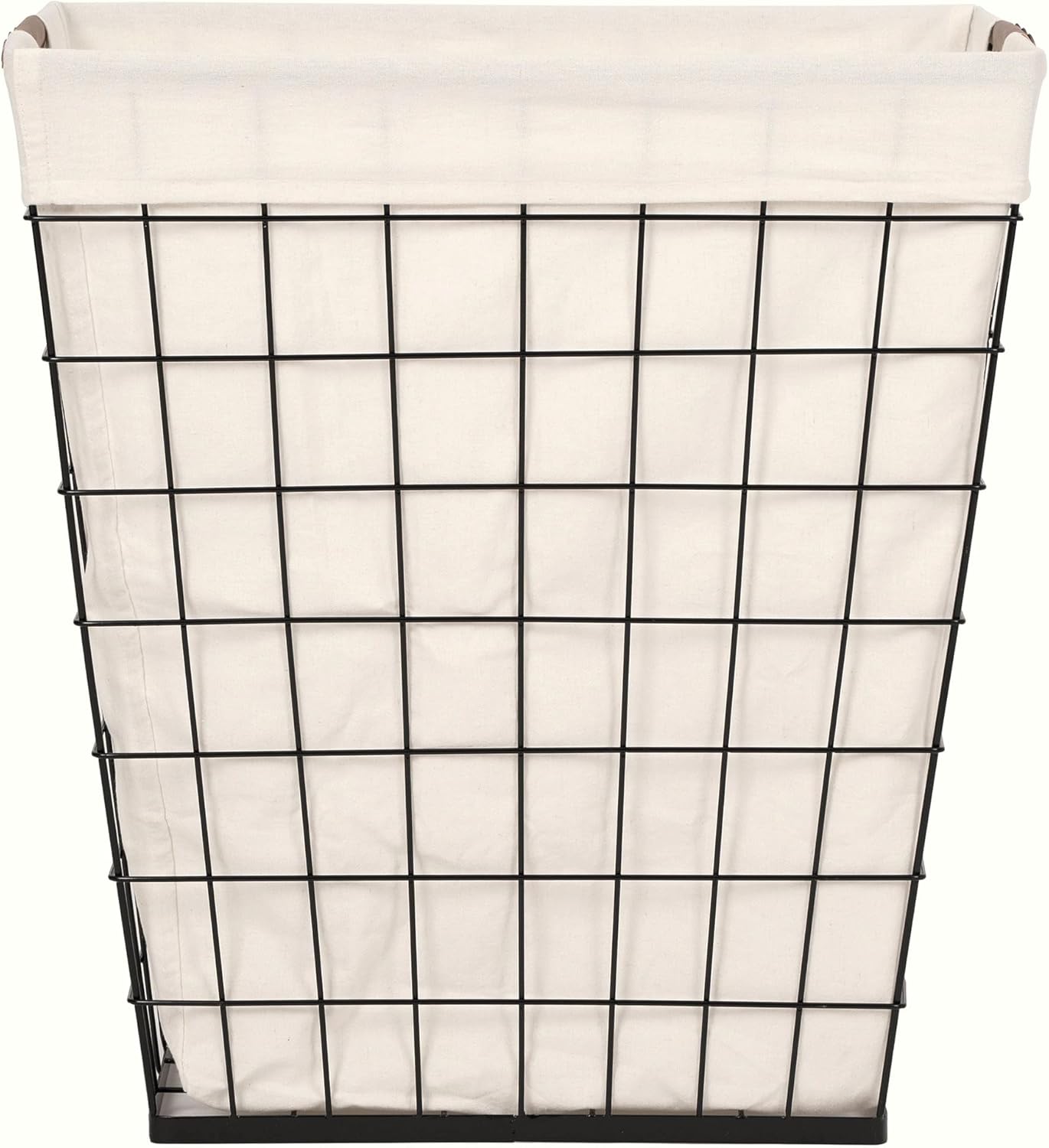 Steel Wire Laundry Hamper with Removable Cotton Blend Liner, Black, Natural, 75L Capacity, 20x15x22.4 Inch, Rectangular