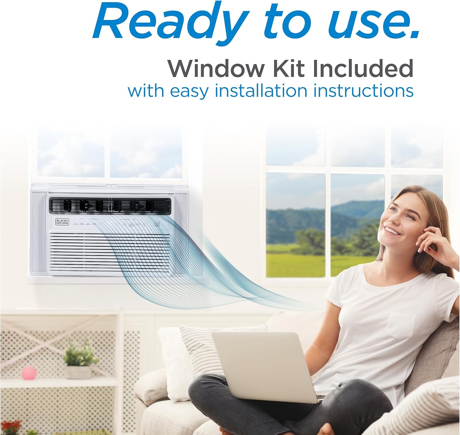 BLACK+DECKER 10,000 BTU Inverter Window Air Conditioner, Window AC Units for Up To 450 Sq. Ft., ENERGY STAR Rated AC Unit, Full Function Remote Control, White