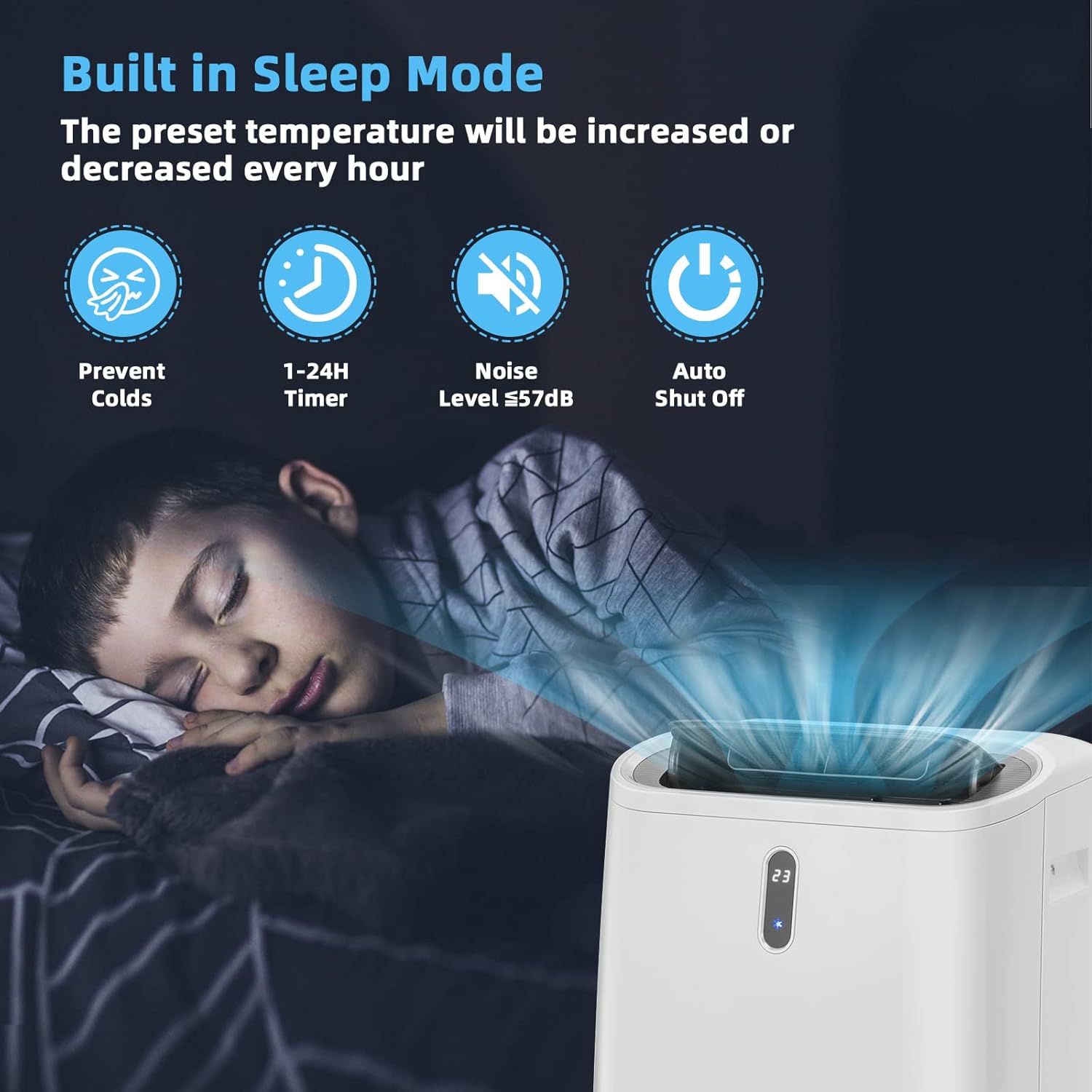 LDAILY 4-in-1 Portable Air Conditioner w/Remote Control, 14000 BTU AC Unit w/Cool, Heat, Fan, Dry & Sleep Mode, Smart Phone Control, Cools Up to 450 sq.ft, Air Cooler w/Window Kit (14000 BTU)