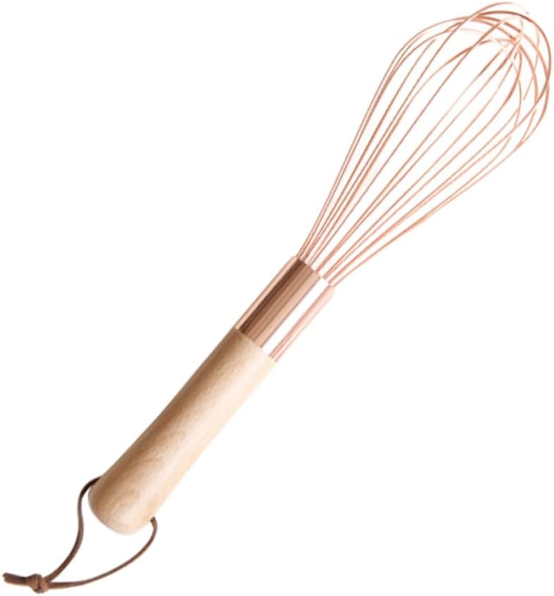 Manual Egg Beater Wood Handle Stainless Steel Egg Blender for Cooking Gadget