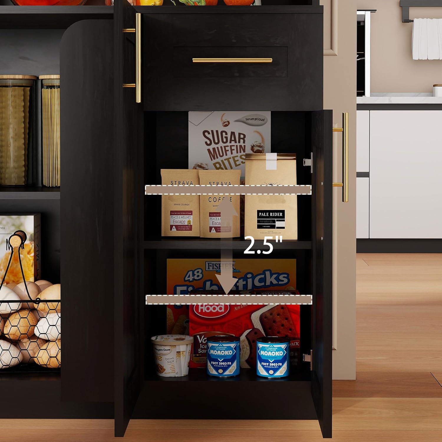 Kitchen Pantry Cabinet with Hutch: 71