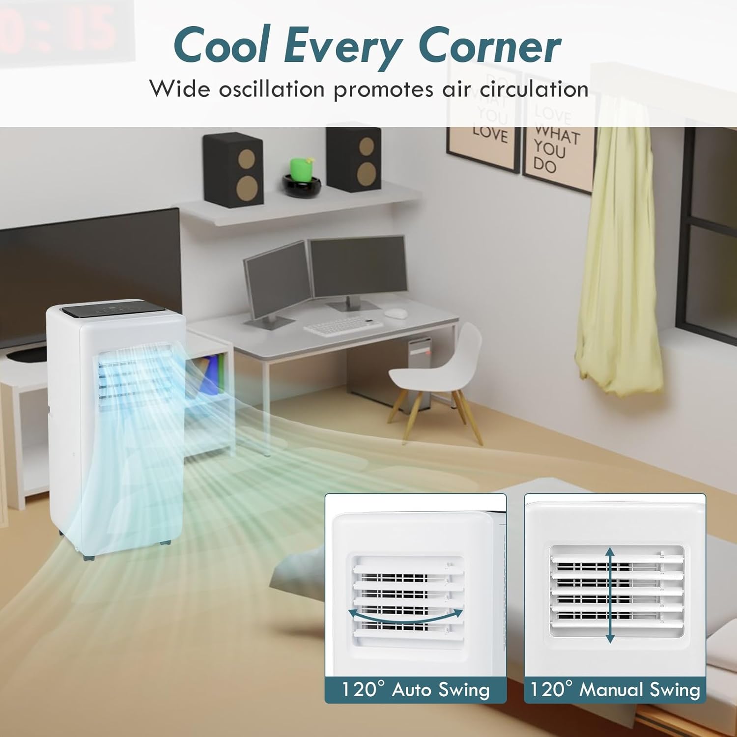 SIMOE 10,000 BTU Portable Air Conditioner up to 350 Sq.Ft. with Remote Control, 3-in-1 Quiet Portable AC with Sleep Mode, 24H Timer, Child Lock, Window Installation Kit for Bedroom/Home/Office