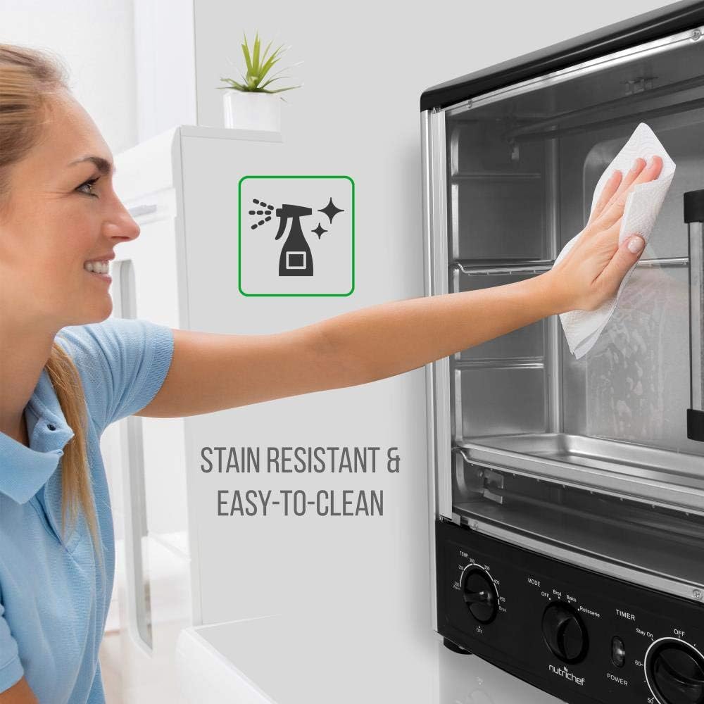 NutriChef Multi-Function Rotisserie Countertop Oven | 24 Quart Vertical Glass Door Convection Oven, for Rotisserie Roasting & Broiling | Timer & Temperature Control | 13.4 x 12.2 x 18.9