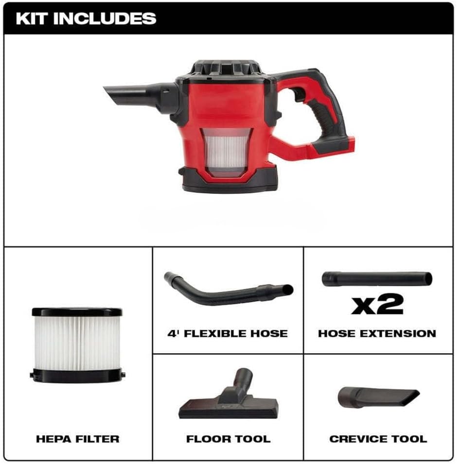 0882-20 Compatible with Milwaukee 18V Compact Vacuum, Vacuums Filter, Cordless Vacuum Cleaner, Vacuums Cleaner -Tool Only