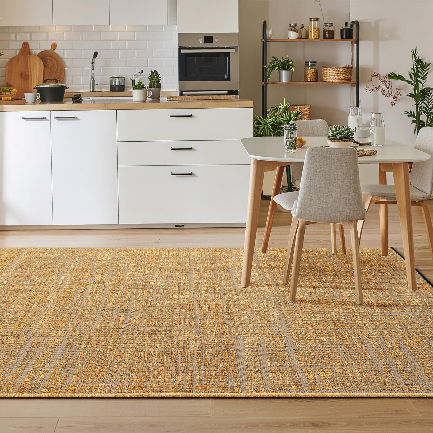 LUXE WEAVERS Rustic Textured Gold 9x12 Area Rug, Farmhouse Carpet