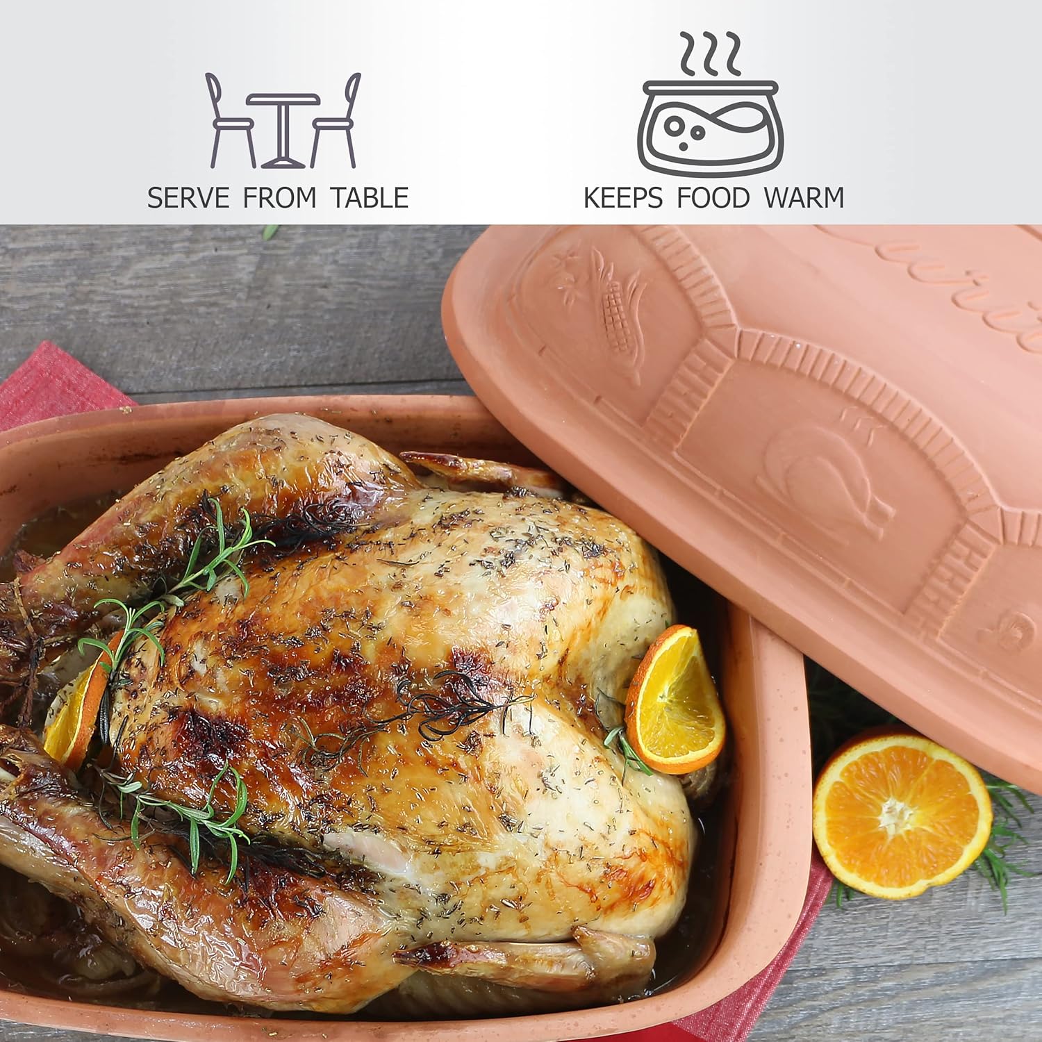 Eurita Clay Roaster, Non-Stick Dutch Oven, Healthy Clay Pot Cooking, With Free Recipe Guide, 6.25 Quarts