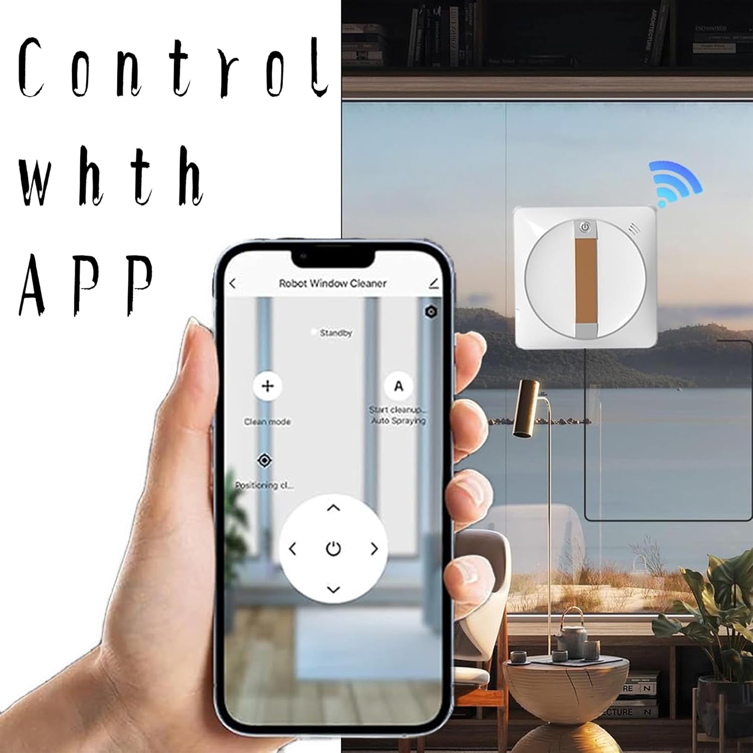 Smart Window Cleaning Robot, Dual Water Spray, 2500Pa High Suction Power, Wet/Dry Cleaning, Indoor/Outdoor Use, Mobile APP & Remote Control, Perfect for High-Rise Windows, Tiles and Glass Cleaner kit