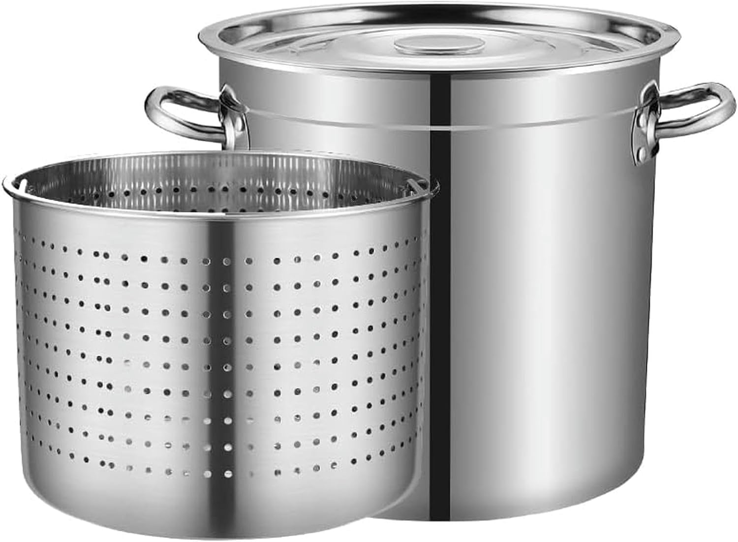 27Qt/45Qt/63Qt Seafood Boil Pot with Strainer Basket & Lid - Dishwasher Safe Stockpot for Crawfish, Lobster, Crab & Shrimp Boil - Outdoor Turkey Fryer Cookware, 35x45cm