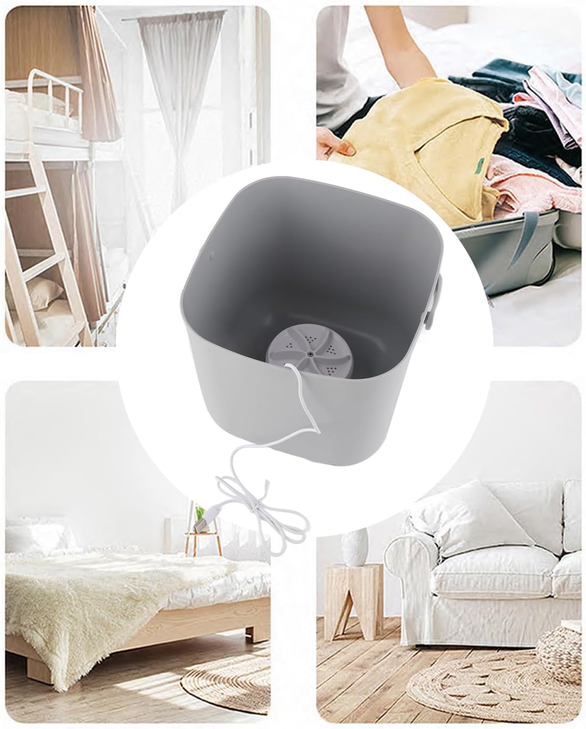 Portable Washing Machine, 3.8L Turbine Mini Washer Machine, Noise Reduction Hygienic USB Portable Mini Washer for Socks Underwear