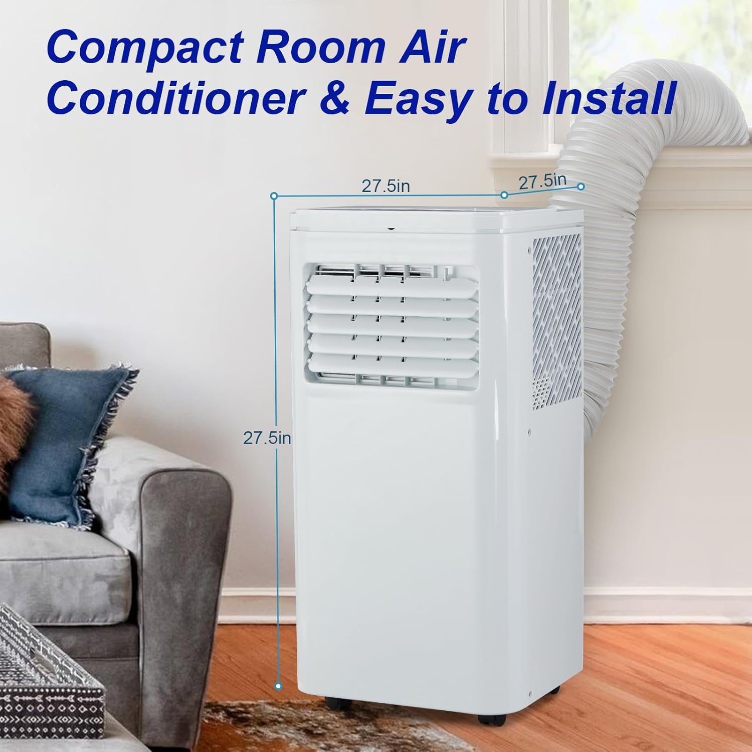 10000 BTU Portable Air Conditioner with Remote Control, Standing AC Unit, 3-in-1 Air Conditioner with Window Vent Kit/Digital Display/24h Timer, for Room Bedroom Home Garage RV