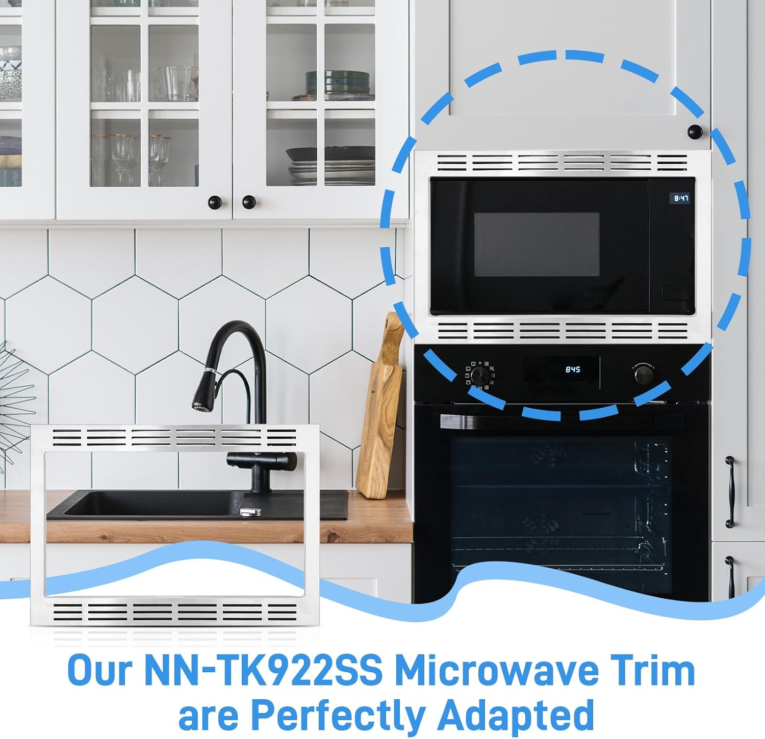 NN-TK922SS 27-inch Trim Kit, Stainless Steel 27” Microwave Trim Kit for 2.2 cu ft Microwave Ovens Compatible with Models Including NN-SE9...S, NN-SD9...S, NN-SN9...S