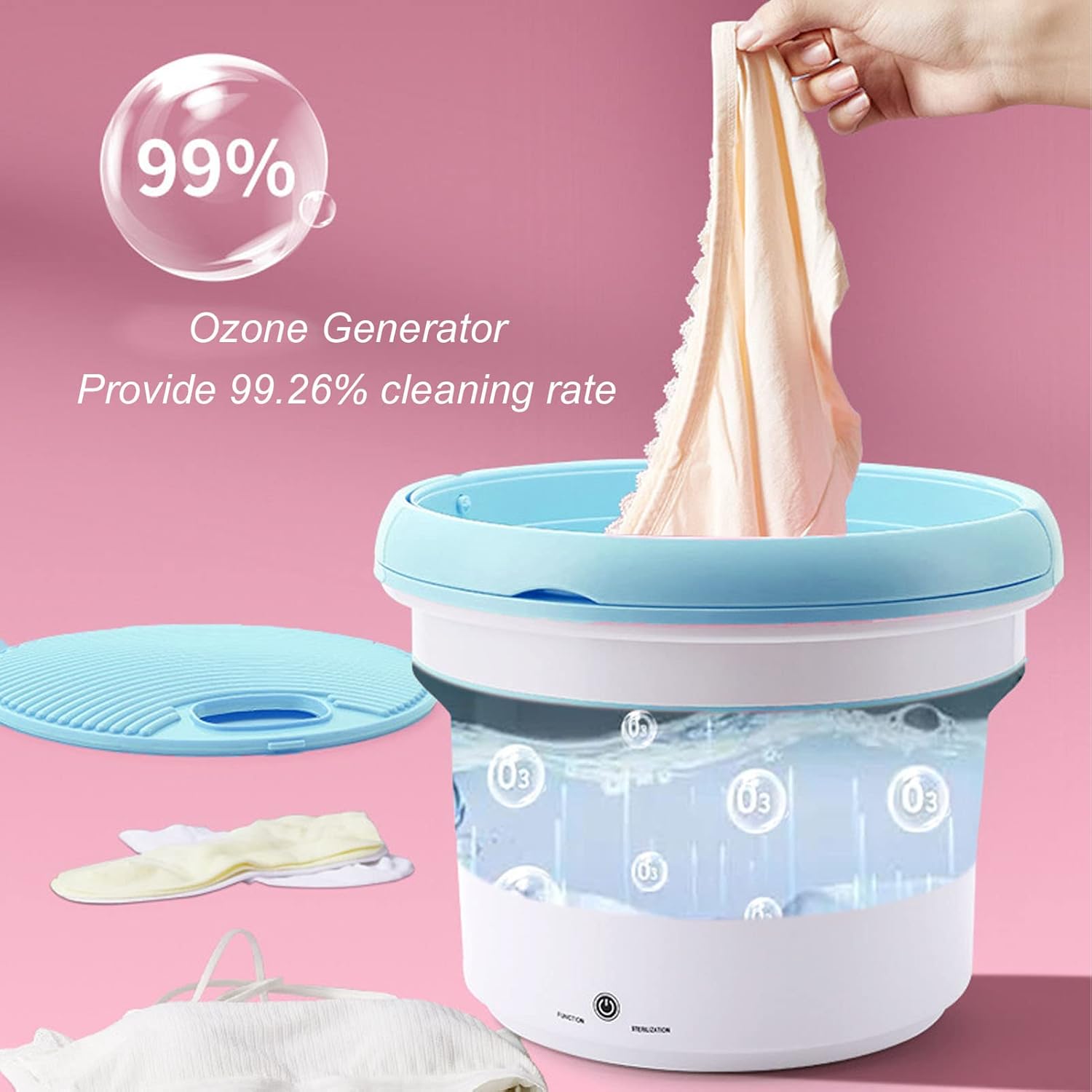 Mini Washing Machine, Portable Foldable Washing Machine, 7L Mini Washer with Generator, for Home, College Room, RV, Apartment