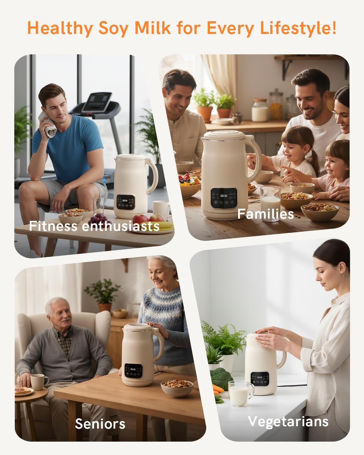 50oz Nut Milk Maker Machine(Stainless Steel) Blender, 8-in-1 Automatic Soy Milk Maker for Vegan, Homemade Almond/Coconut/Oat Plant-Based Milk with 18H Delay Start,4H Keep Warm, Self-Clean& Boil Water