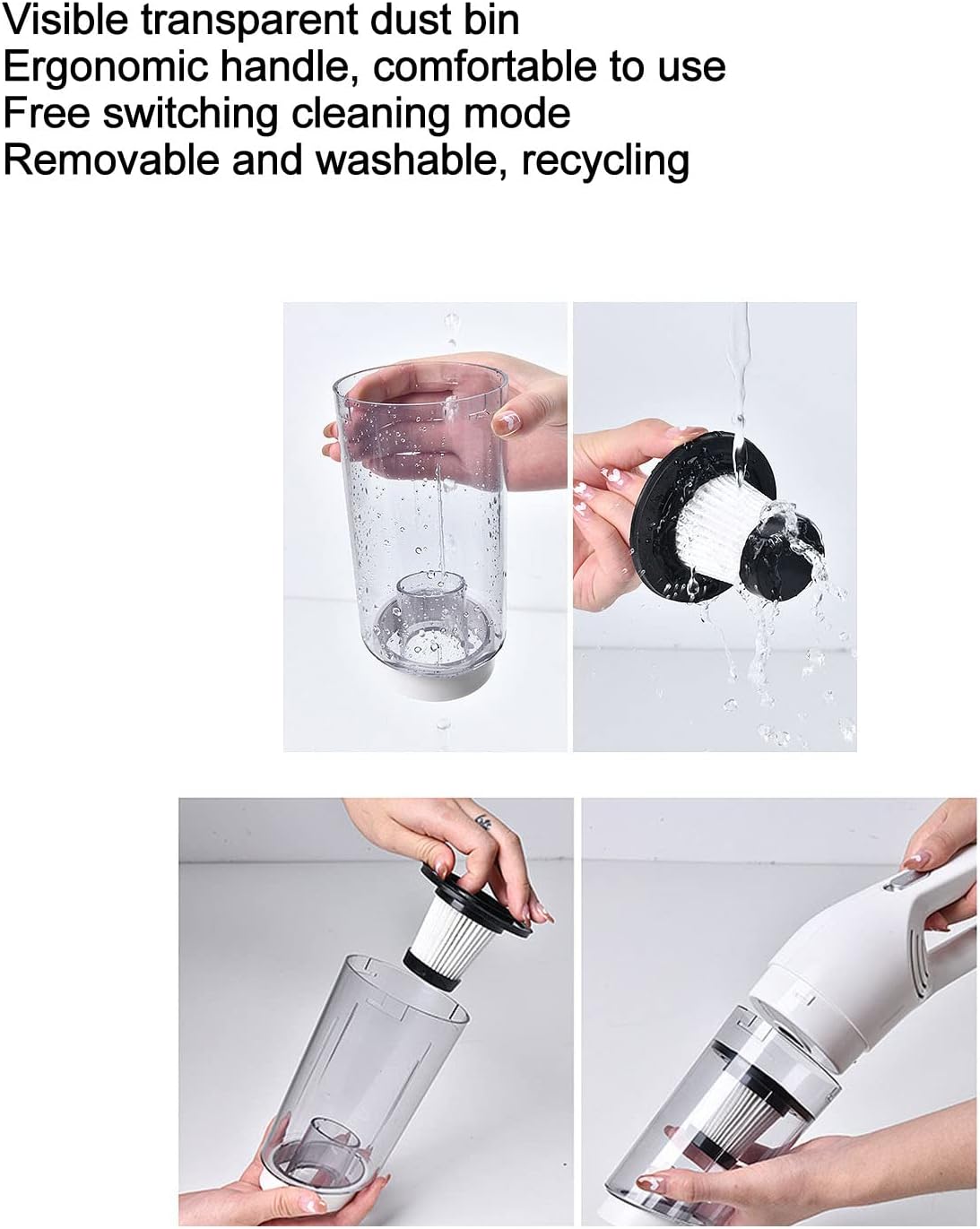 Cordless Vacuum Cleaner, Powerful 12000pa Suction Stick Vacuum Cleaner with Long Suction Nozzle Brush and Extended Hose, Lightweight Handheld Vacuum for Pet Hair Hardwood Floor Furniture and Cars