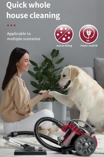 Bagless Cylinder Vacuum Cleaner 2600W High Power for Pet Hair | 1.5L Capacity with 4 Stage HEPA Filter & Turbo Tool