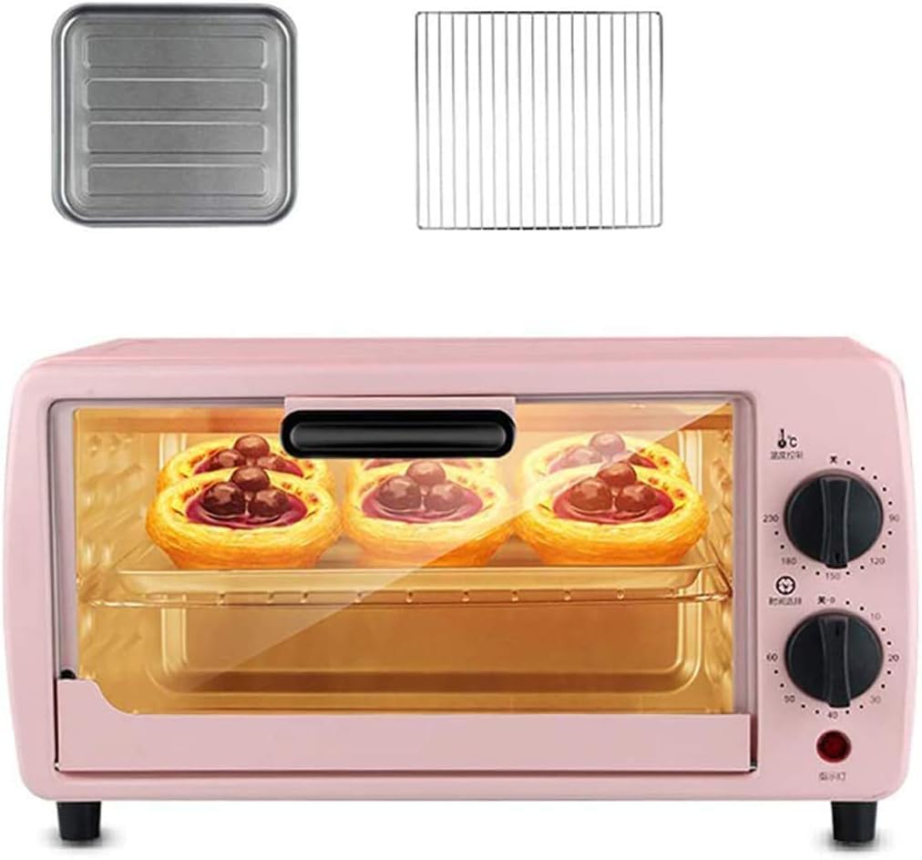 Mini Oven 9L, Air Fryer, Convection Toaster Oven, 0-230C, 60 Min Timer, 3 Shelves, Stainless Steel Heating, 3 Accessories, Ideal for Caravans & Dormitories