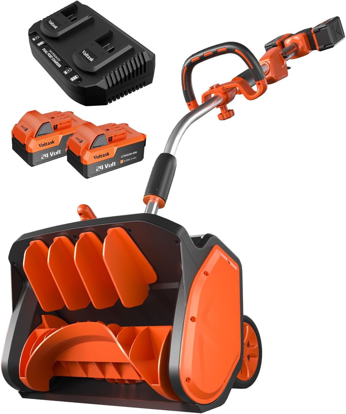 VOLTASK Cordless Snow Shovel, 48V | 17-Inch Cordless Snow Blower, Battery Snow Blower with Directional Plate (2 * 24V Battery & Dual Quick Charger Included)