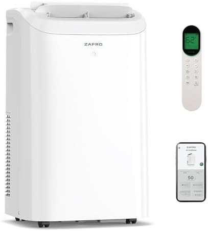 ZAFRO Portable Air Conditioner 14,000 BTU (10,000 BTU SACC), 46dB-Quiet Cooling, WiFi/App Control, 24H Timer with Fan & Dehumidifier, Easy Installation for Bedroom, Office, Living Room