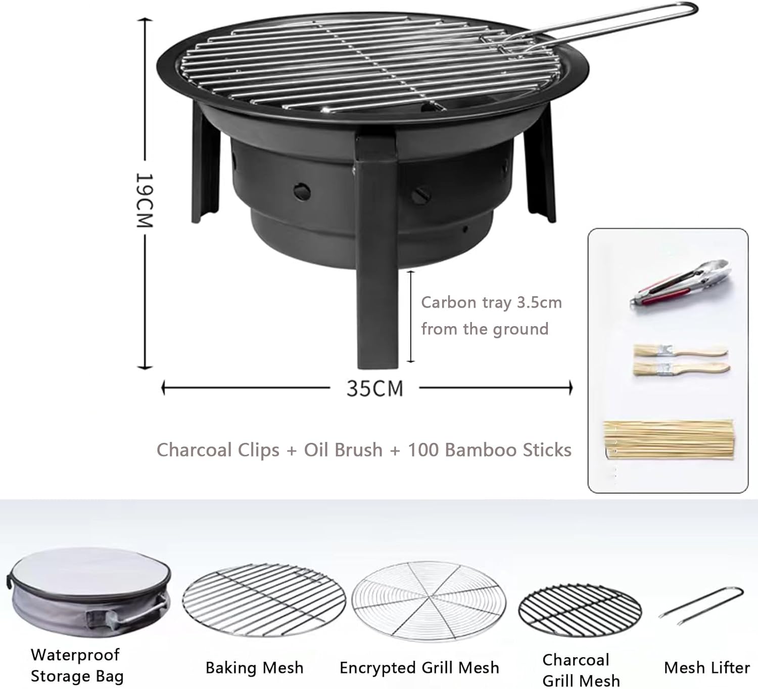 Collapsible Metal Fire Pit,Multiple Ventilation Holes to Help The Fire,Stable and Functional Barbecue for Garden,Patio and Terrace Fires,47 x 35 x 19cm