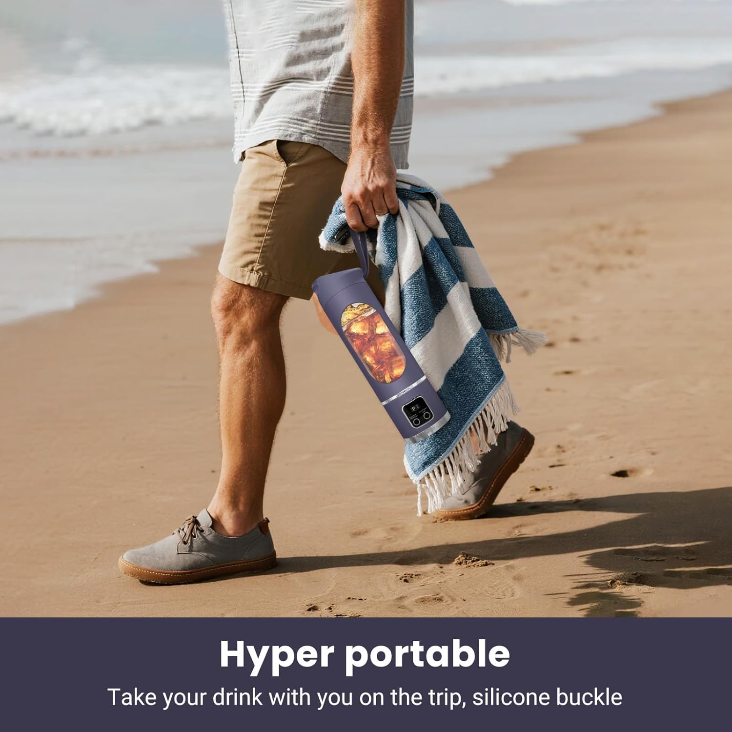 Portable Personal Electric Blender，500ML Portable Shakes and Smoothies Blender，12 Blades USB Rechargeable Small Blenders、Mixing、Compact、Convenient and Versatile(Purple)