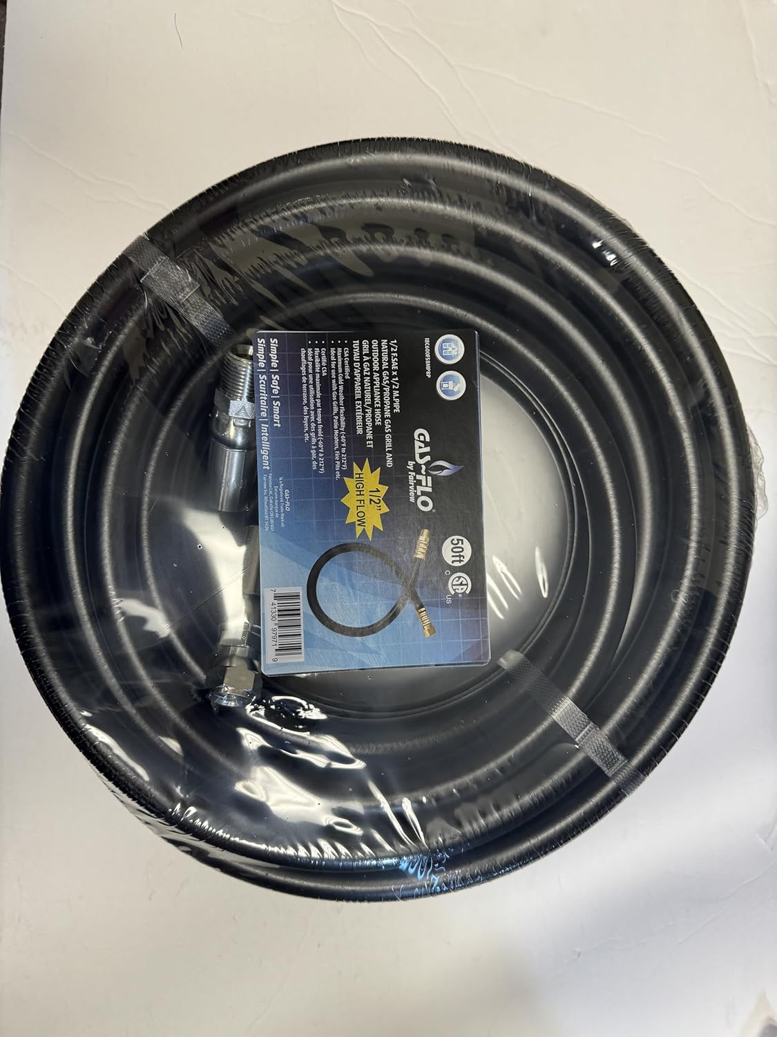 Grill and Outdoor Appliance Hose for Propane and Natural Gas, 1/2 F.SAE x 1/2 M.PIPE, 50-foot