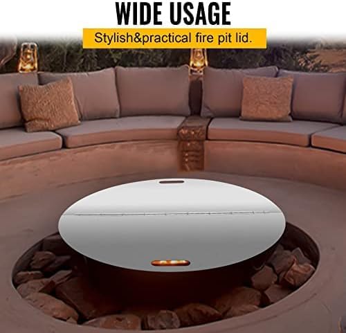 Stainless Steel Fire Pit Cover, 1.5mm Thick, Square Fire Pit Burner Cover to Push Heat Down and Out, 40Inch Round