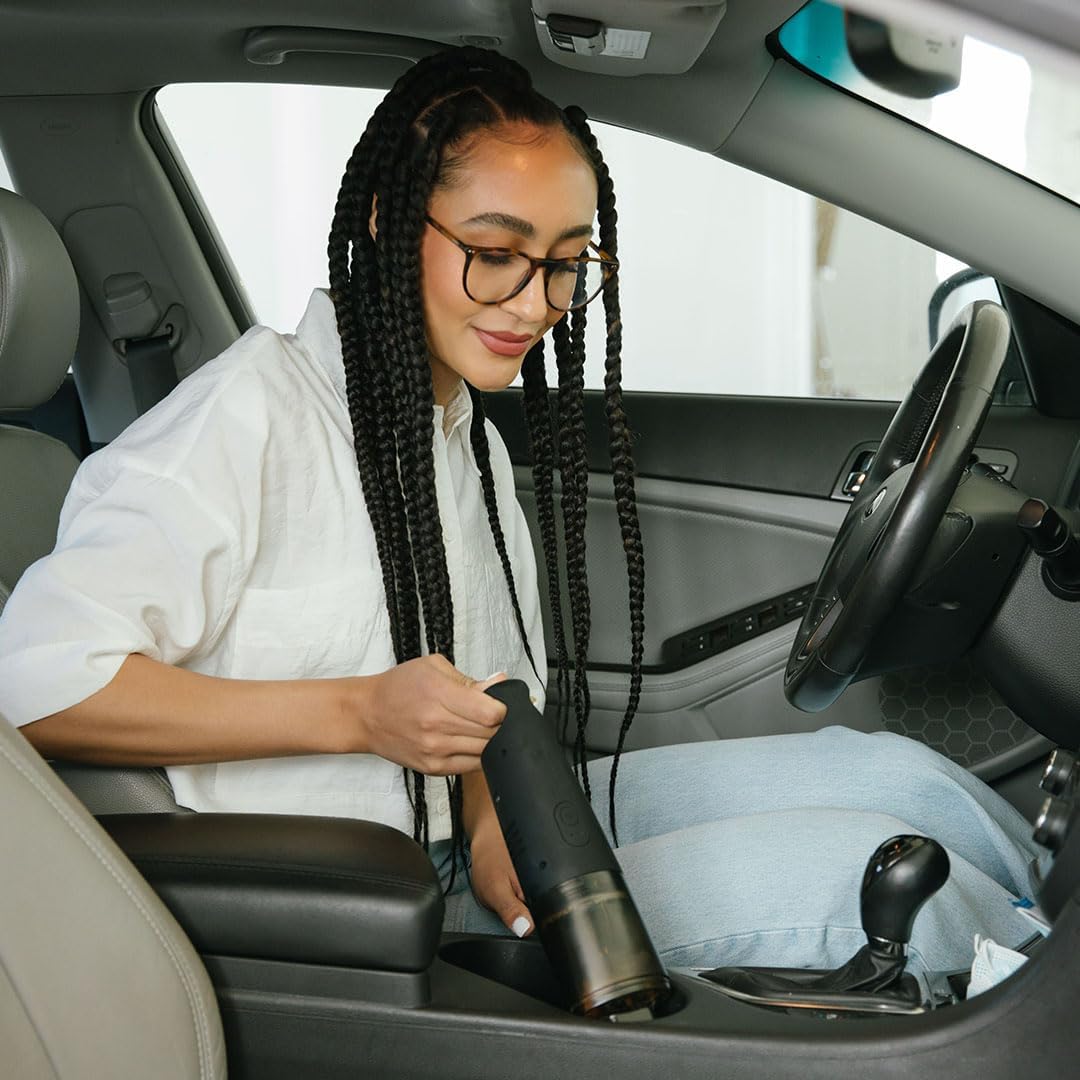 Ayla & Co Handheld Portable Car Vacuum, Lightweight and Cordless Car Vacuum with Washable Filter, Black