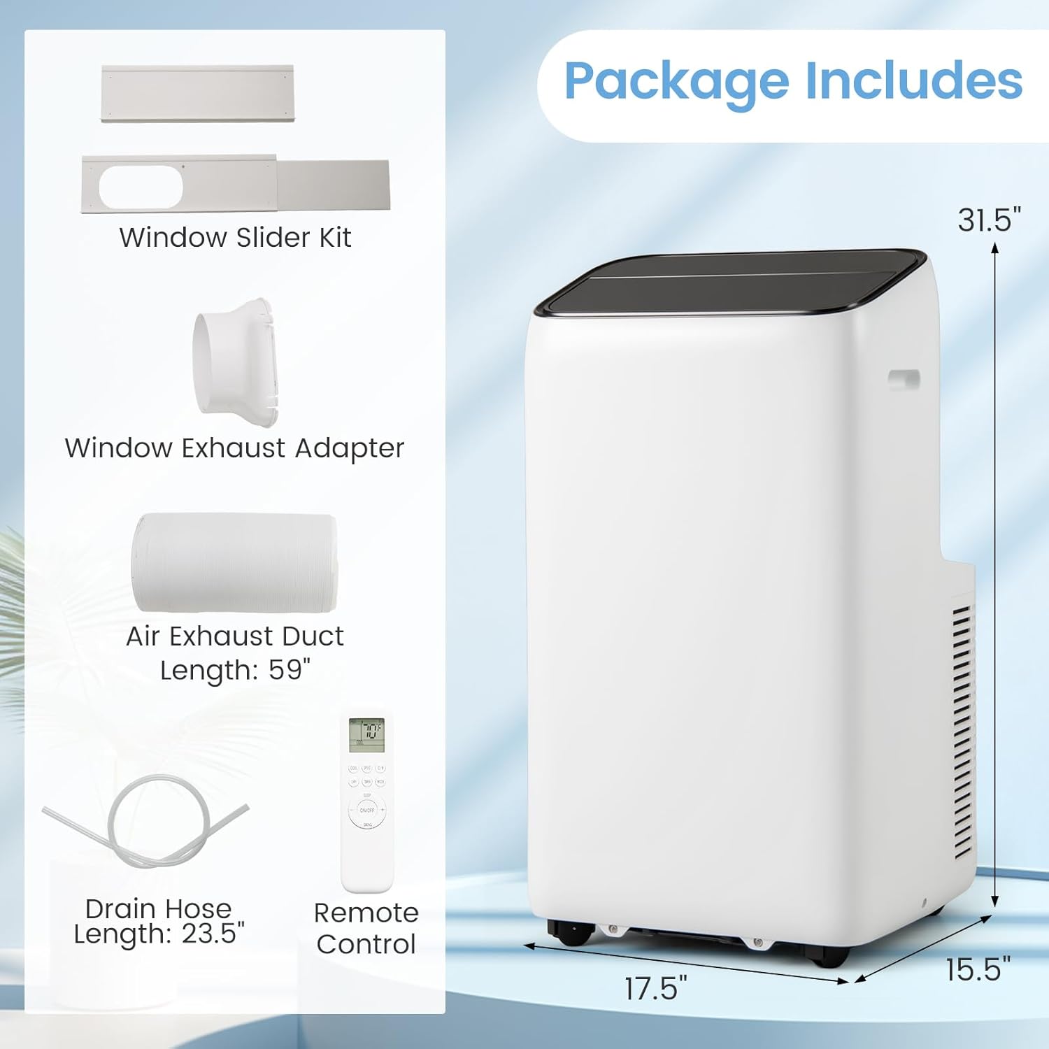 ARLIME 14000 BTU Portable Air Conditioner, 3 in 1 Wifi Enabled Energy-saving Inverter AC Unit w/Fan & Dehumidifier for 650 Sq. Ft Rooms, Sleep Mode, 24H Timer, LED Display, Remote Control & Window Kit