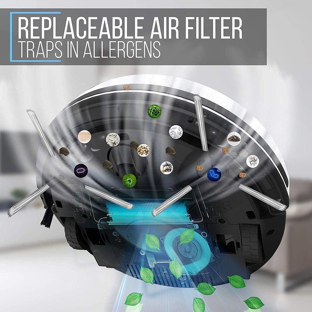 Pure Clean Automatic Robot Vacuum - Robotic Auto Home Cleaning for Clean Carpet Hardwood Floor - Cleaner Bot Self Detects Stairs - HEPA Filter - PUCRC25 (White) (Renewed)