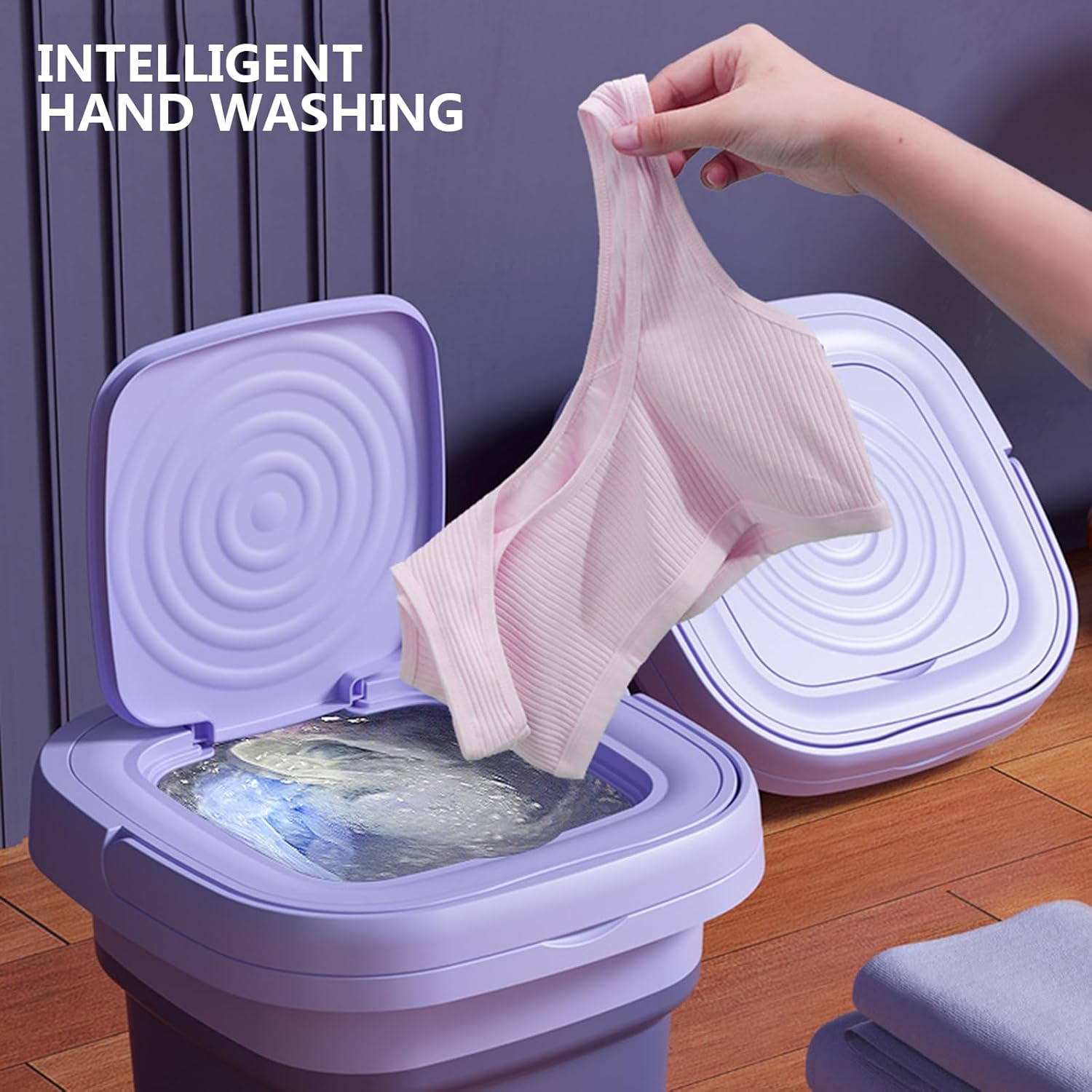 8L Washing Machine Portable Mini, 10W Foldable Small Washing Machine and Dryer, 3 Modes Mini Washing Machine Portable Washer for Apartment, Dorm, Camping, RV, Travel, Laundry,Purple