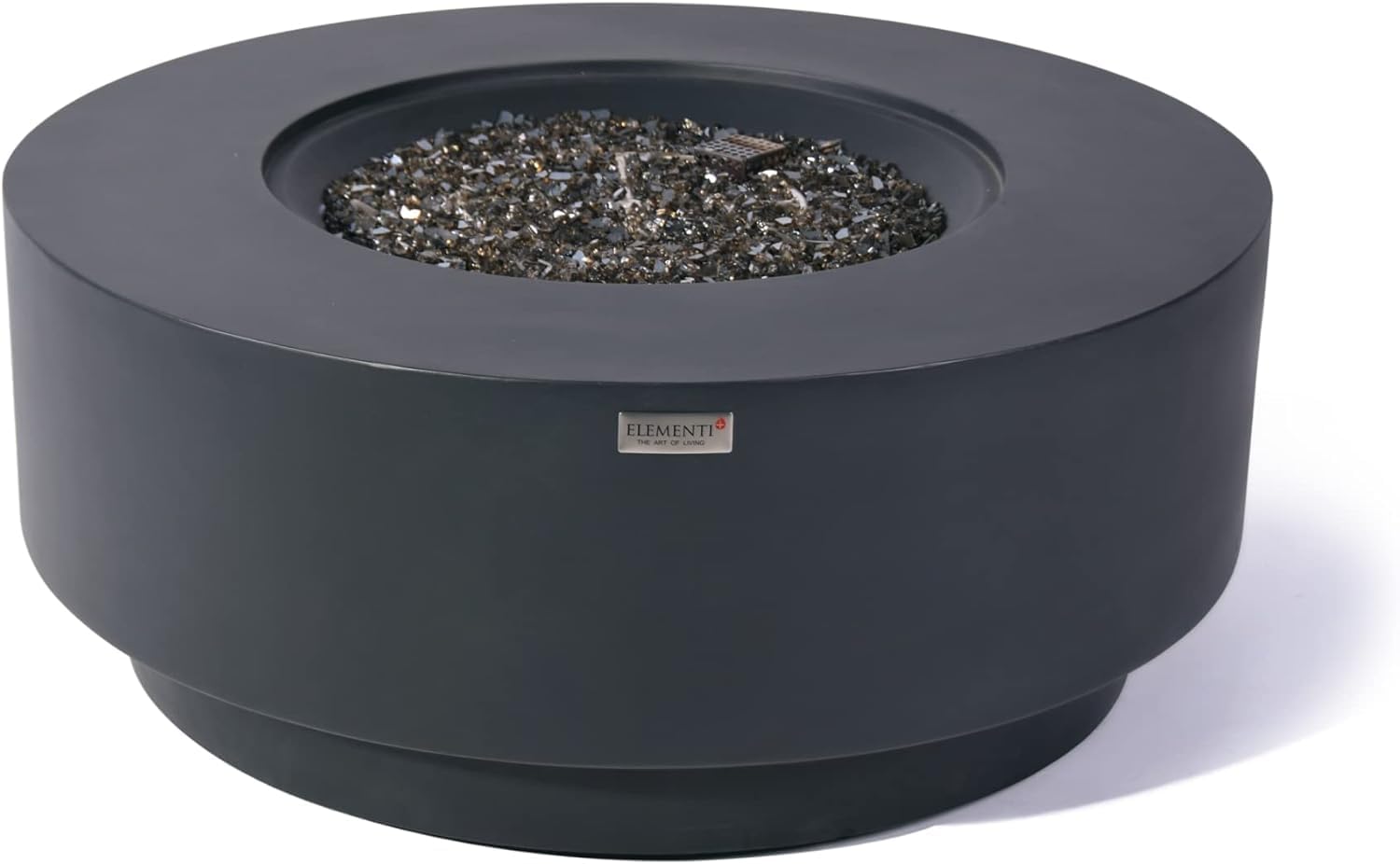 AMS Fireplace | Elementi Plus | Nimes | Round Dark Gray Concrete Propane Gas Fire Table Pit (Liquid Propane)